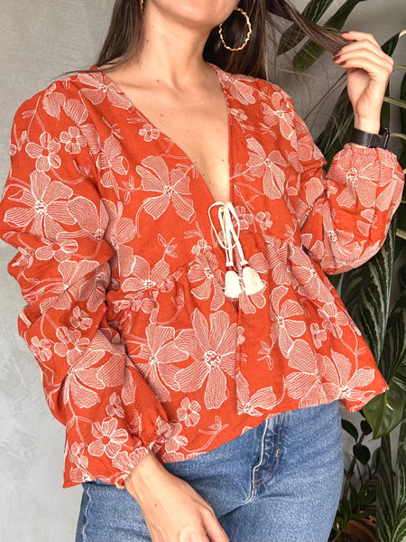 CAMISA BORDADA CON CORDÓN