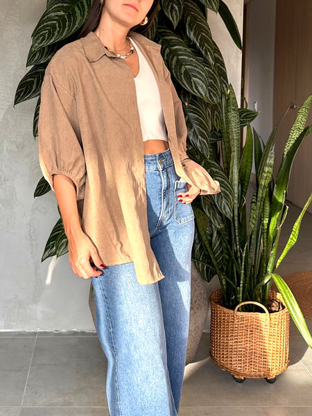 CAMISA OVERSIZED TAUPÉ