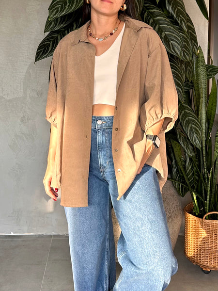 CAMISA OVERSIZED TAUPÉ