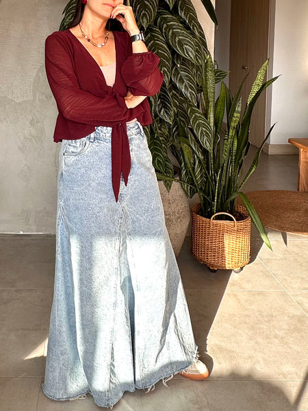 CAMISA TRANSPARENCIA AMARRE VINOTINTO