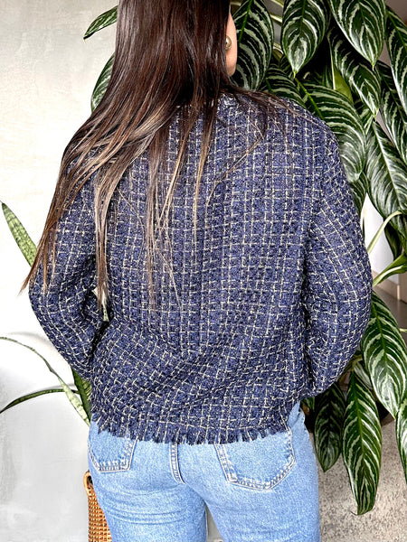 CHAQUETA TEJIDA AZUL