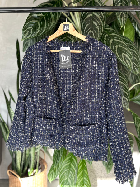 CHAQUETA TEJIDA AZUL