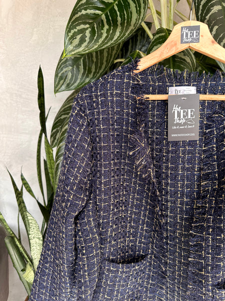 CHAQUETA TEJIDA AZUL